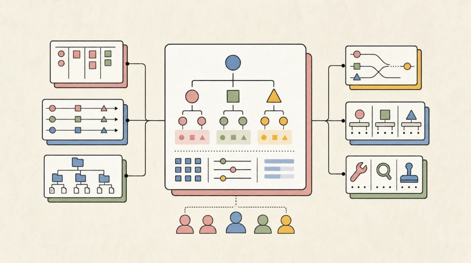 Abstract systems illustration for The Take: Plugins Are Org Charts for Agents