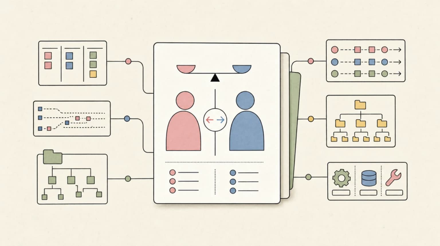 Abstract systems illustration for The Opposing Take
