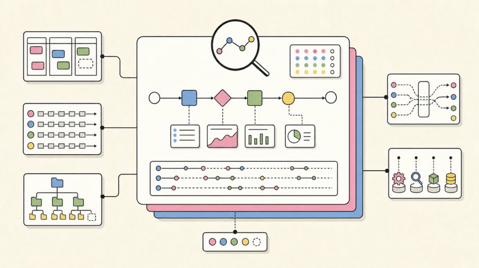 Abstract systems illustration for Debugging and observability