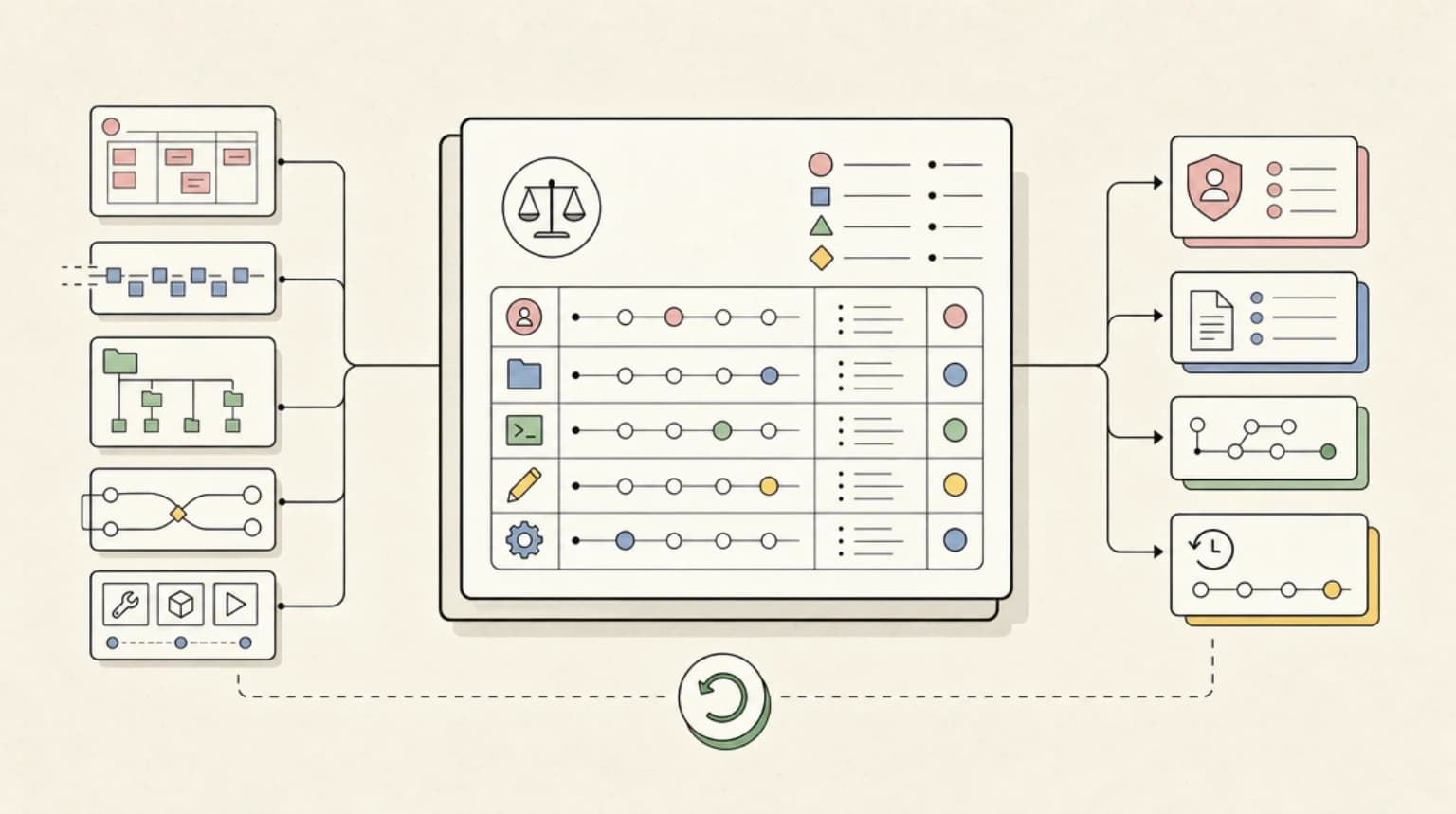 Abstract systems illustration for The Run Ledger