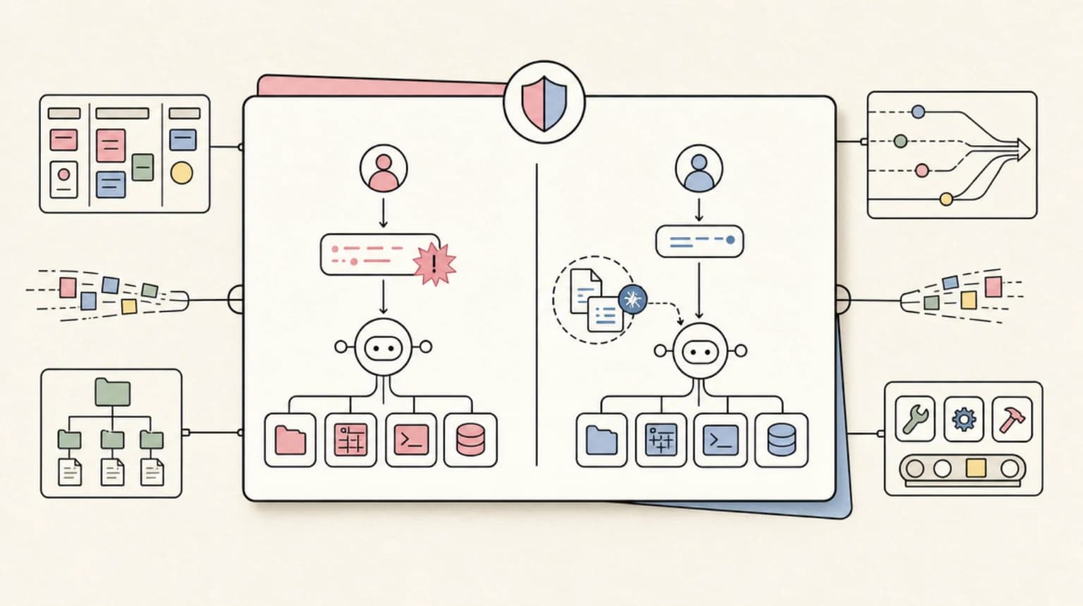 Abstract systems illustration for Direct vs Indirect Injection