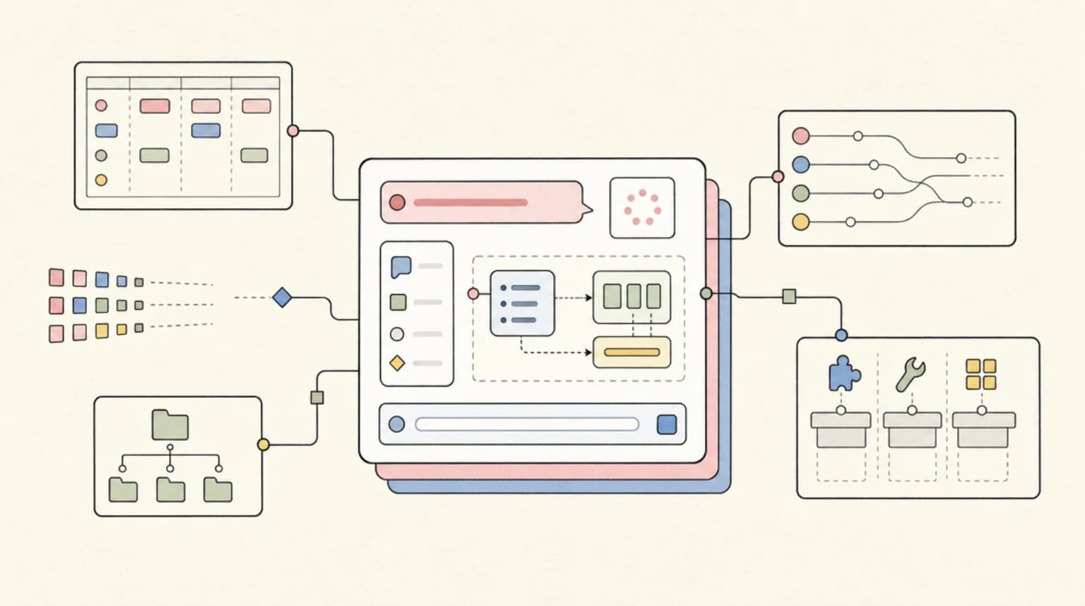 Abstract systems illustration for What CopilotKit Is Great At