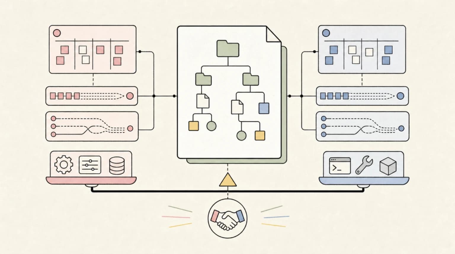Abstract systems illustration for The Opposing View Is Reasonable