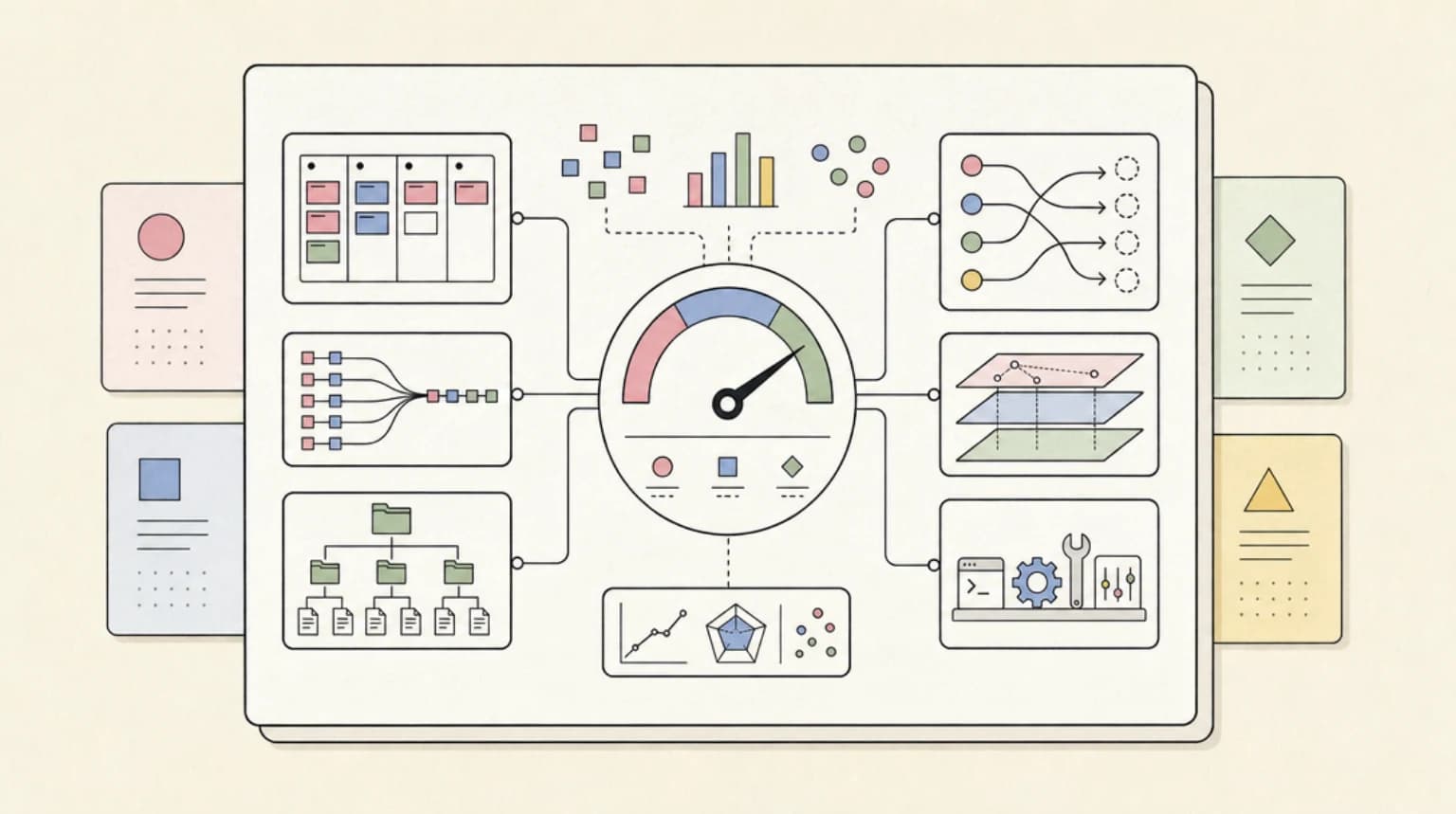 Abstract systems illustration for Benchmark Overview: What the Numbers Actually Mean