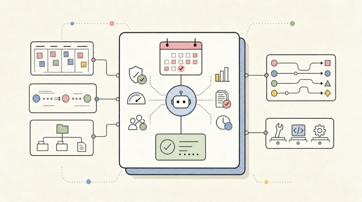 Abstract systems illustration for What Managed Agents Scheduled Deployments Give You