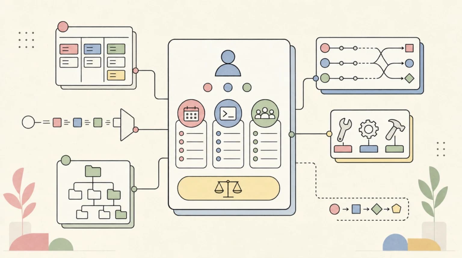 Abstract systems illustration for Decision Guide by Persona