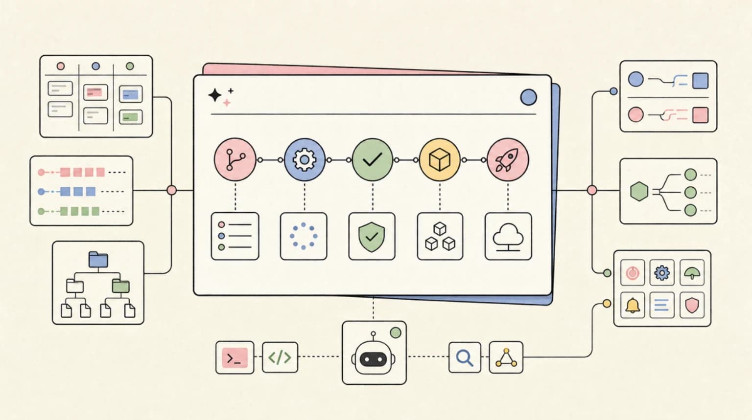 Abstract systems illustration for CI/CD Integration