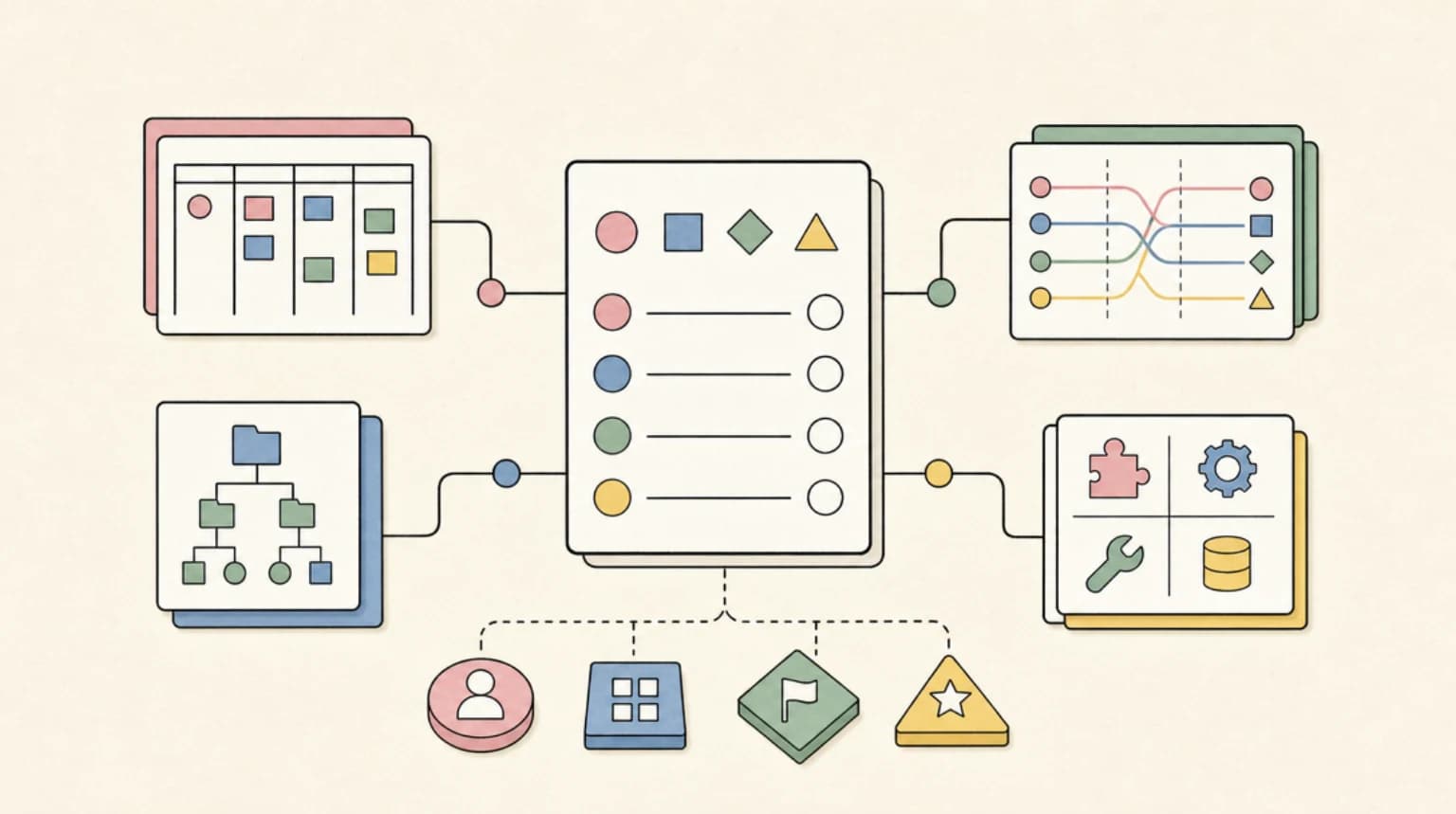 Abstract systems illustration for The Four Decisions Everyone Needs to Make