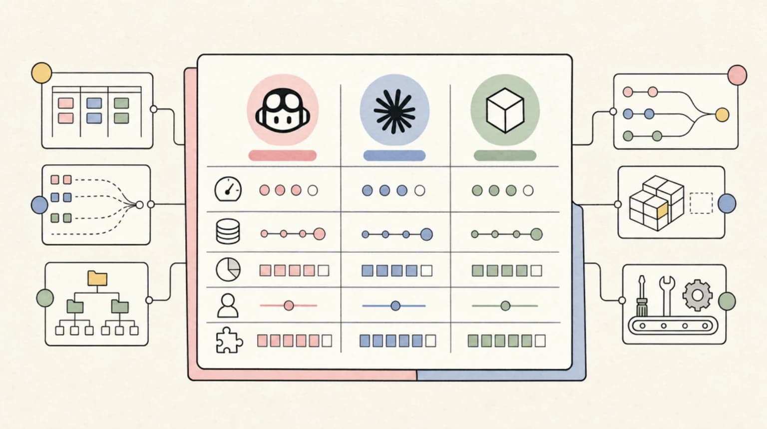 Abstract systems illustration for Copilot vs Claude Code vs Codex: Pricing Comparison After the Rebill