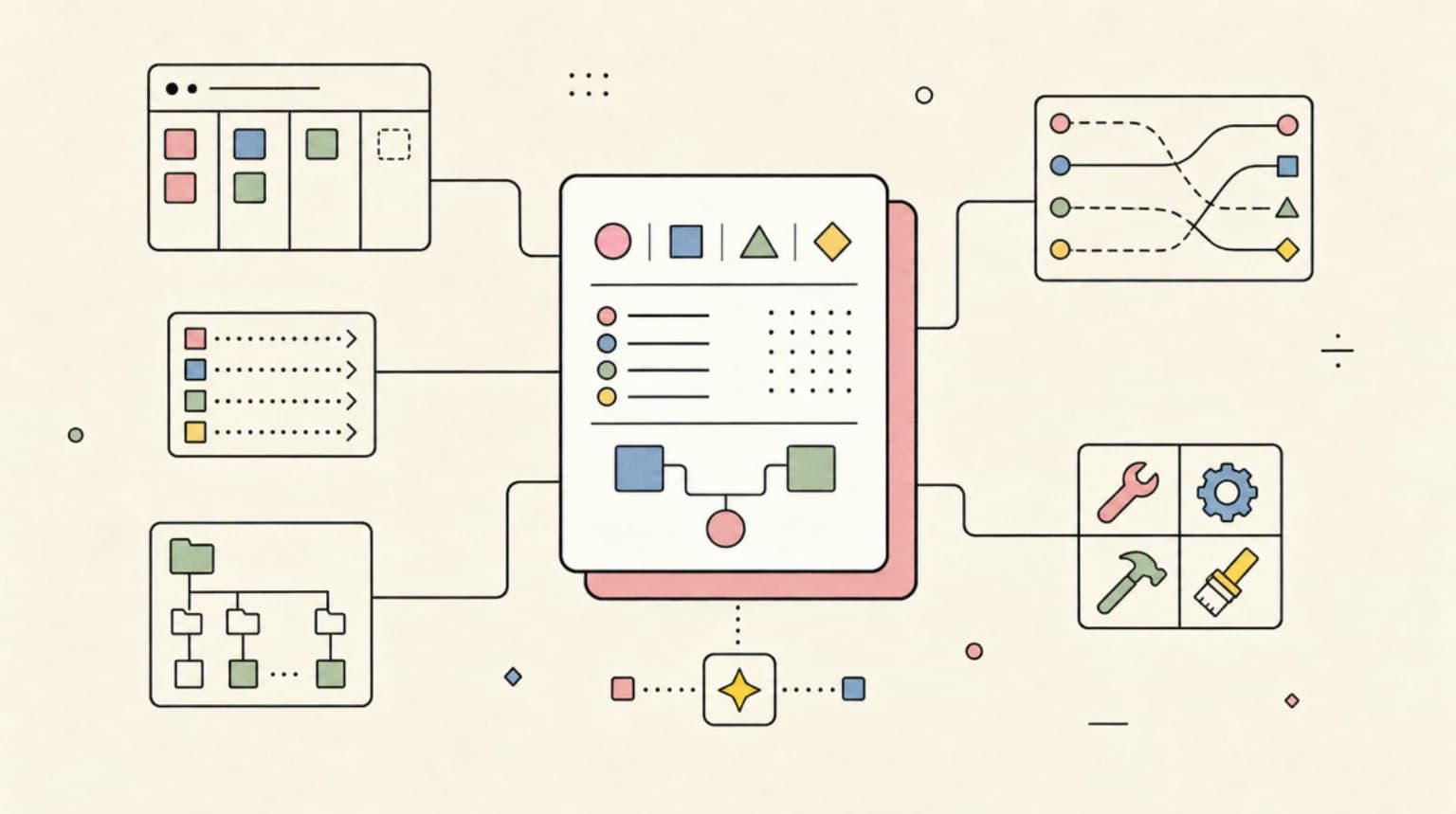 Abstract systems illustration for Matt Pocock skills workflow