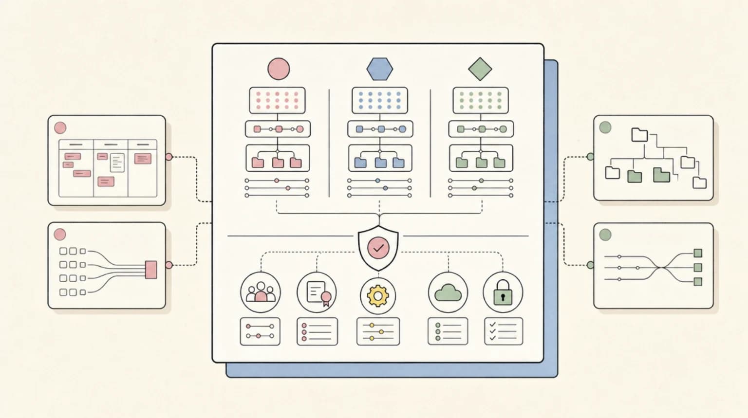Abstract systems illustration for License and Deployment Terms