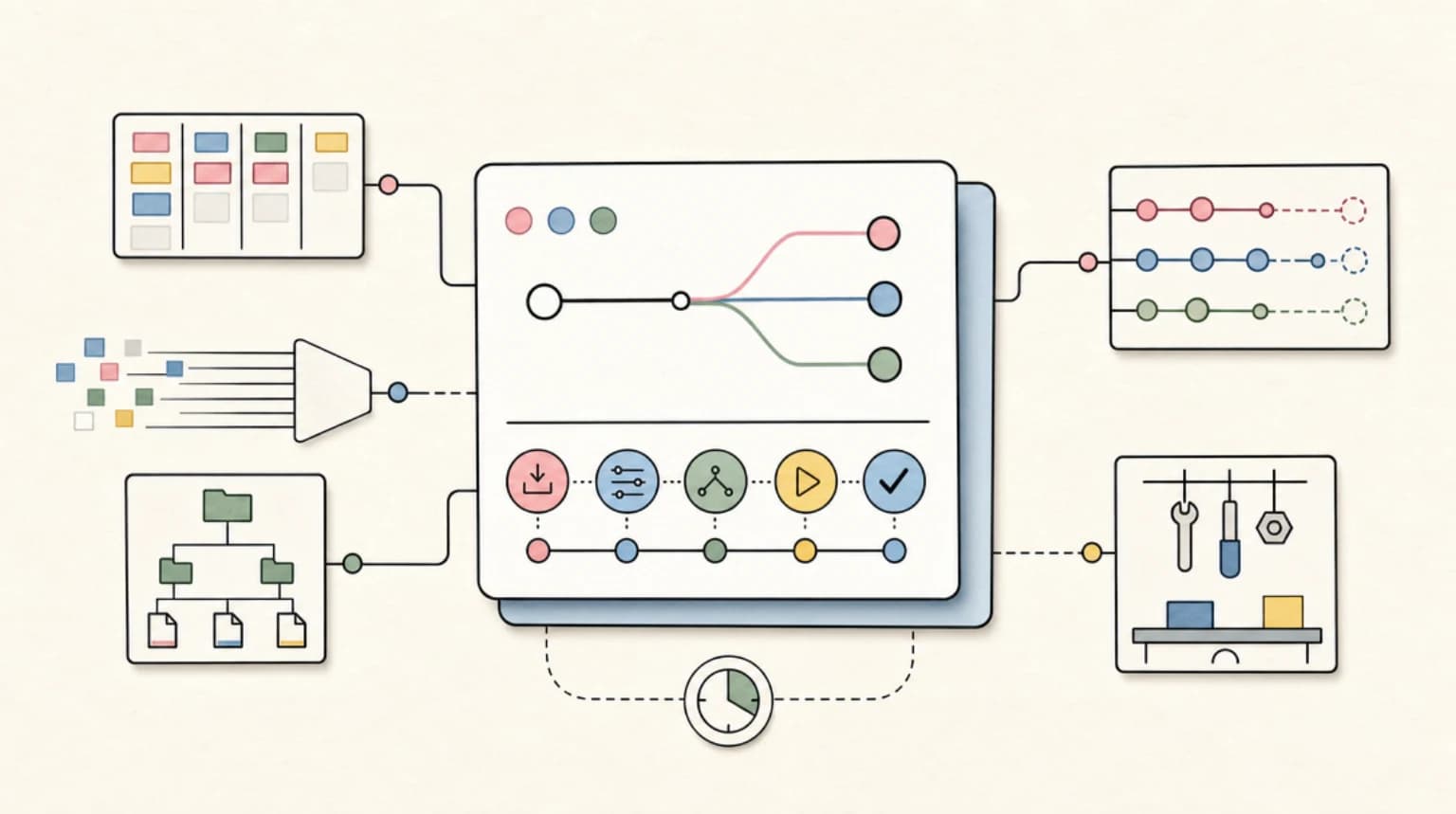 Abstract systems illustration for Quick Start: Up and Running in Five Minutes