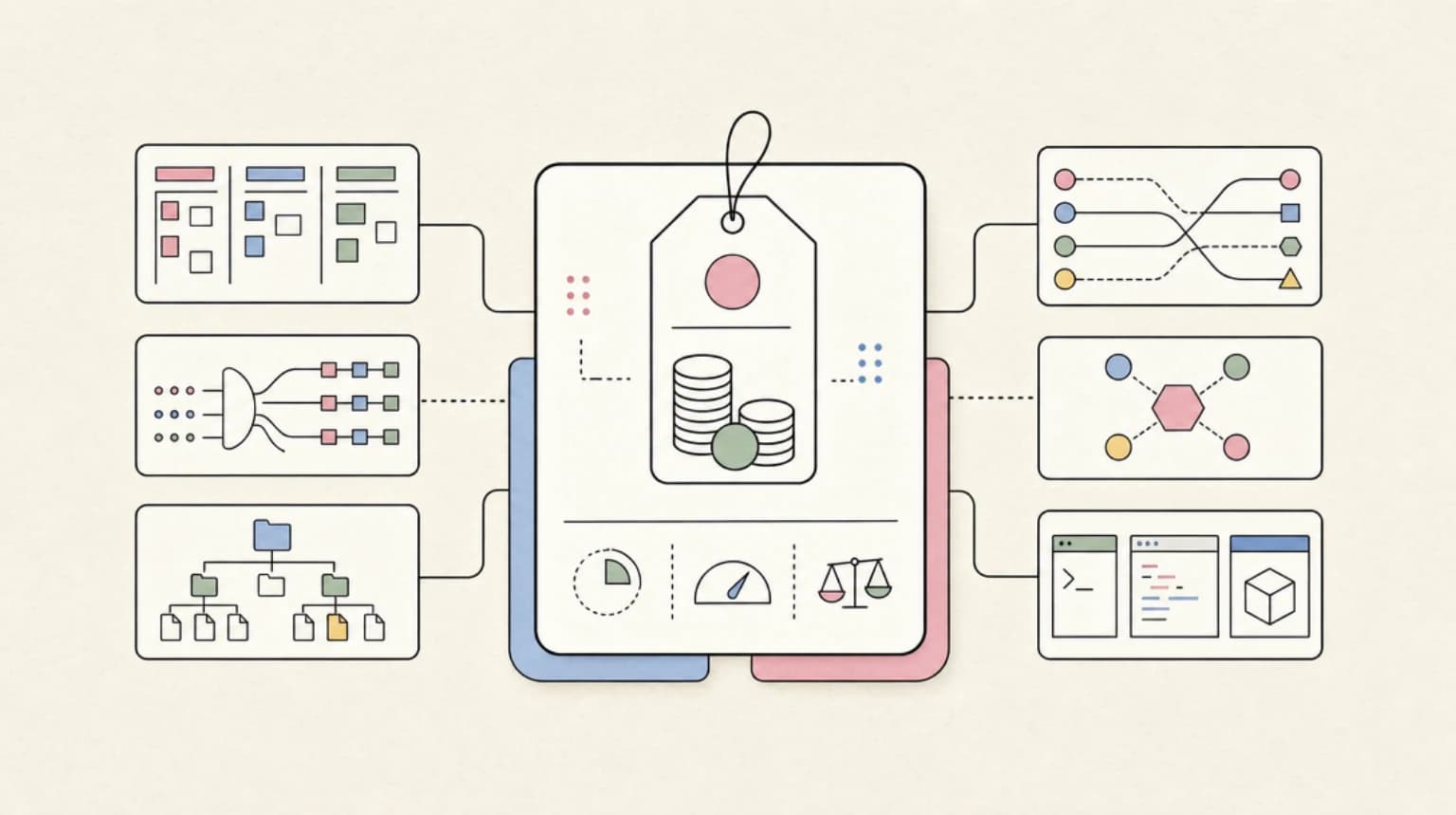 Abstract systems illustration for Pricing (June 2026)