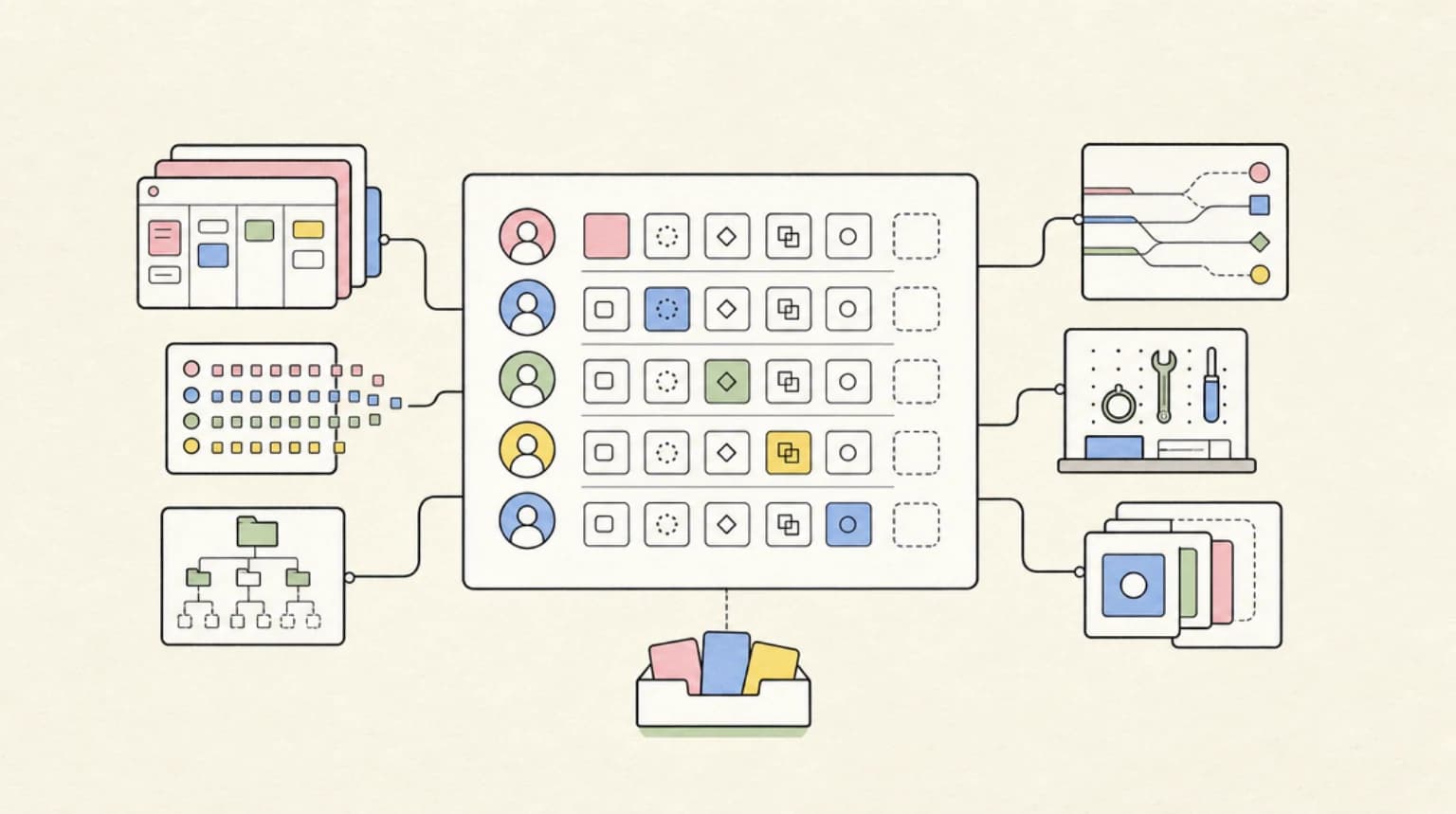Abstract systems illustration for 1. Agents Became Work Queues